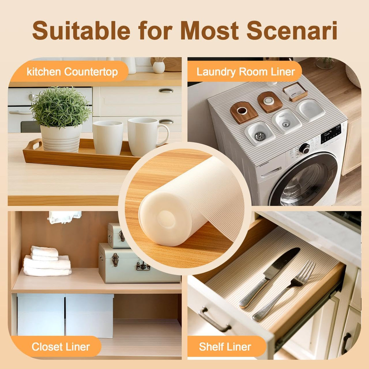 FEXIA multi-use storage liner organizes shelves and protects items.