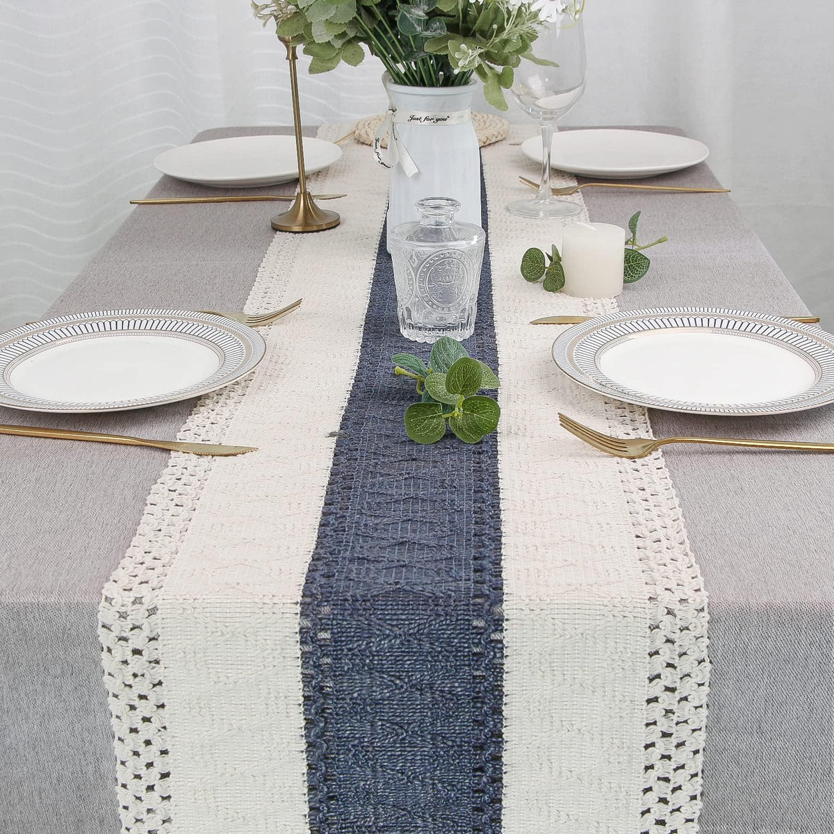 FEXIA macrame table runner on piano or TV stand elevates decor.