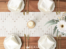 FEXIA table runner on a bedroom dresser adding texture and charm.