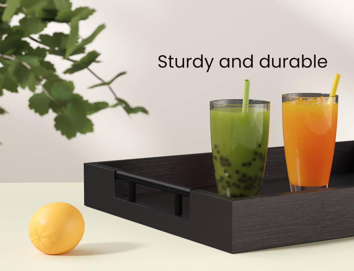 Fibogollo bamboo tray shows wood grain and moisture-resistant finish.