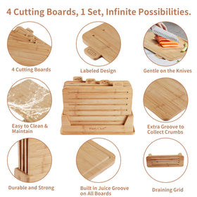 Fiery Chef bamboo board with juice groove catches drips for cleaner prep.