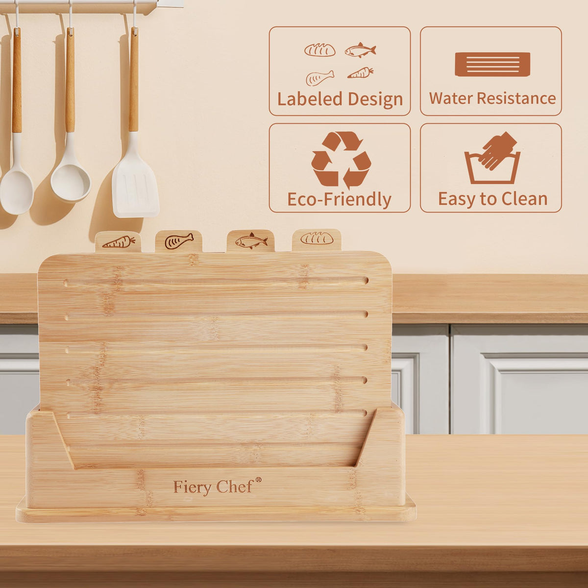 Fiery Chef sustainable bamboo kitchen boards for eco-conscious cooks.