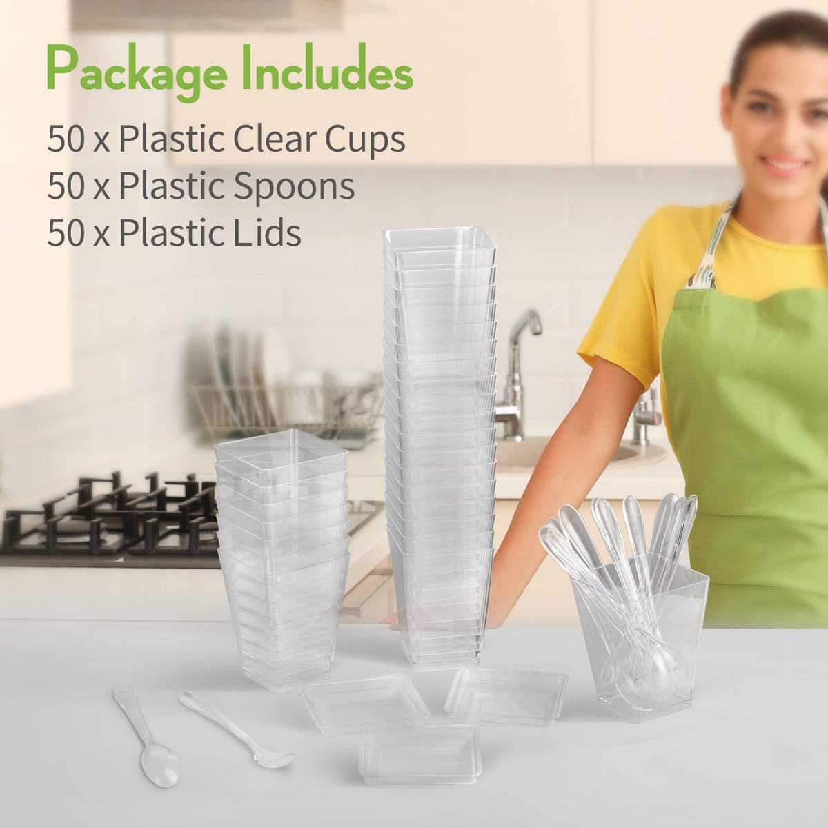 FIFWVGP 50-pack 5oz dessert cups with spoons for convenient serving