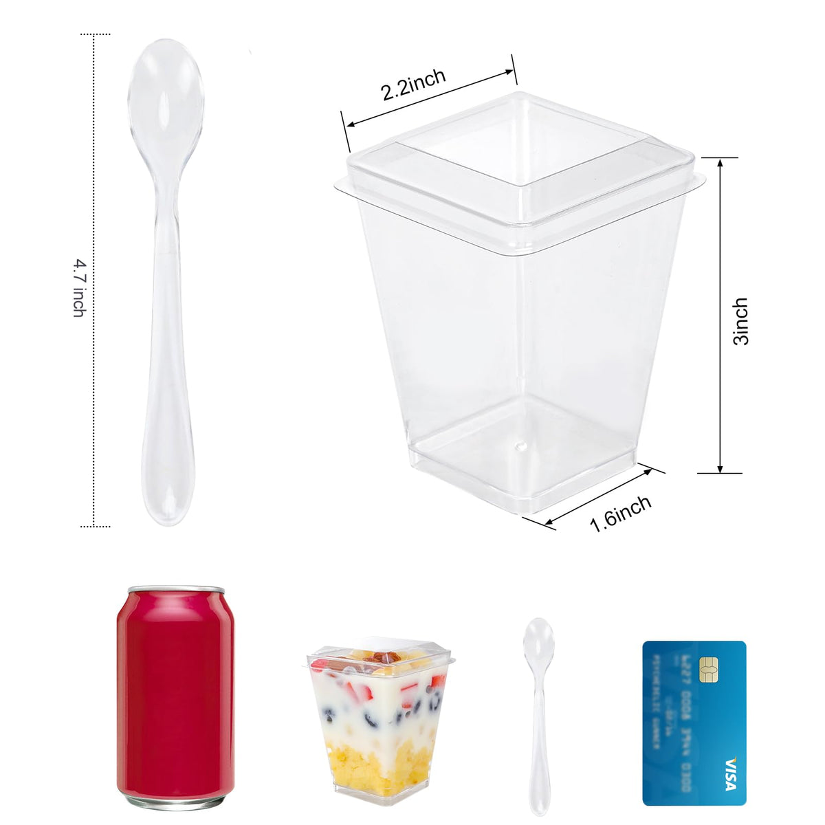 FIFWVGP clear heavy-duty plastic cups display desserts attractively