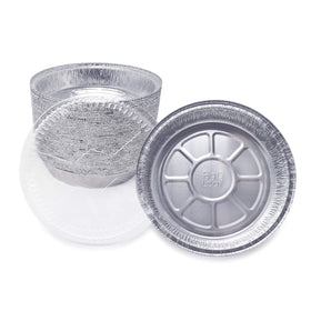 Fig & Leaf transparent plastic dome lid shown on a foil pan.