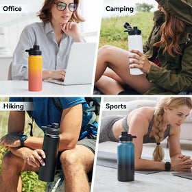 Fijinhom bottle in use during hiking for spill-proof hydration