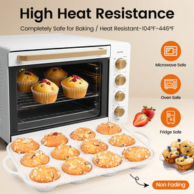 Fimary silicone muffin pan is dishwasher safe for quick cleanup.