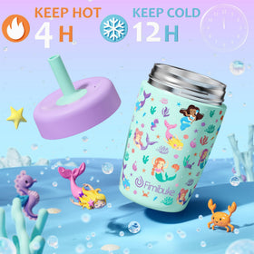 Fimibuke kid-friendly stainless steel cup with soft silicone straw.