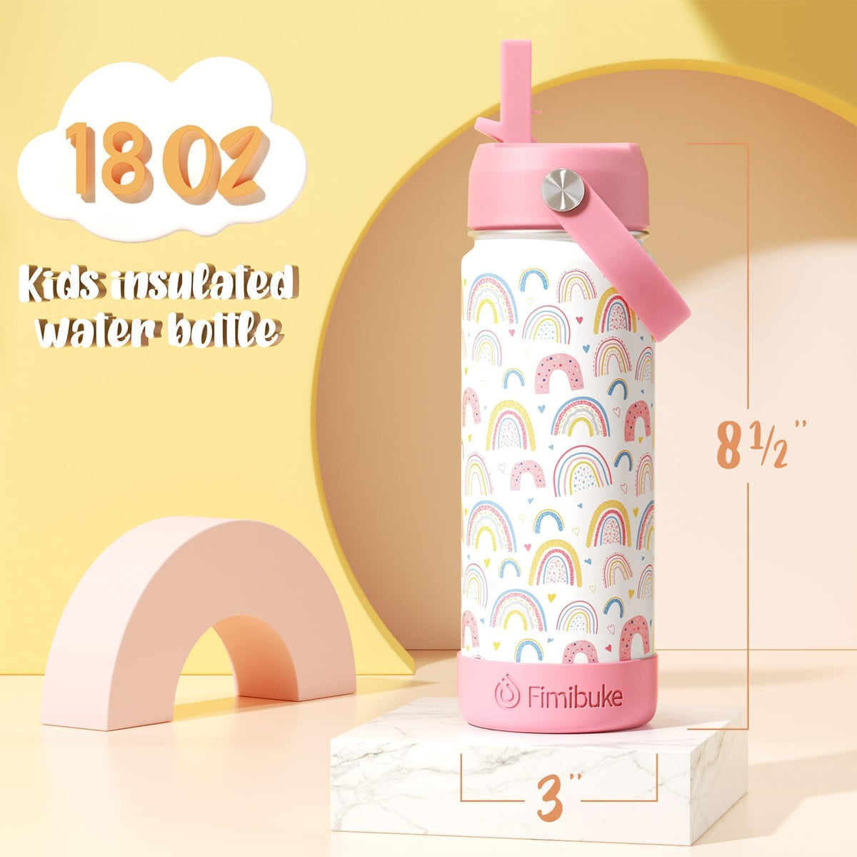 Fimibuke kids mermaid-pattern bottle, appealing design encourages regular drinking during activities.