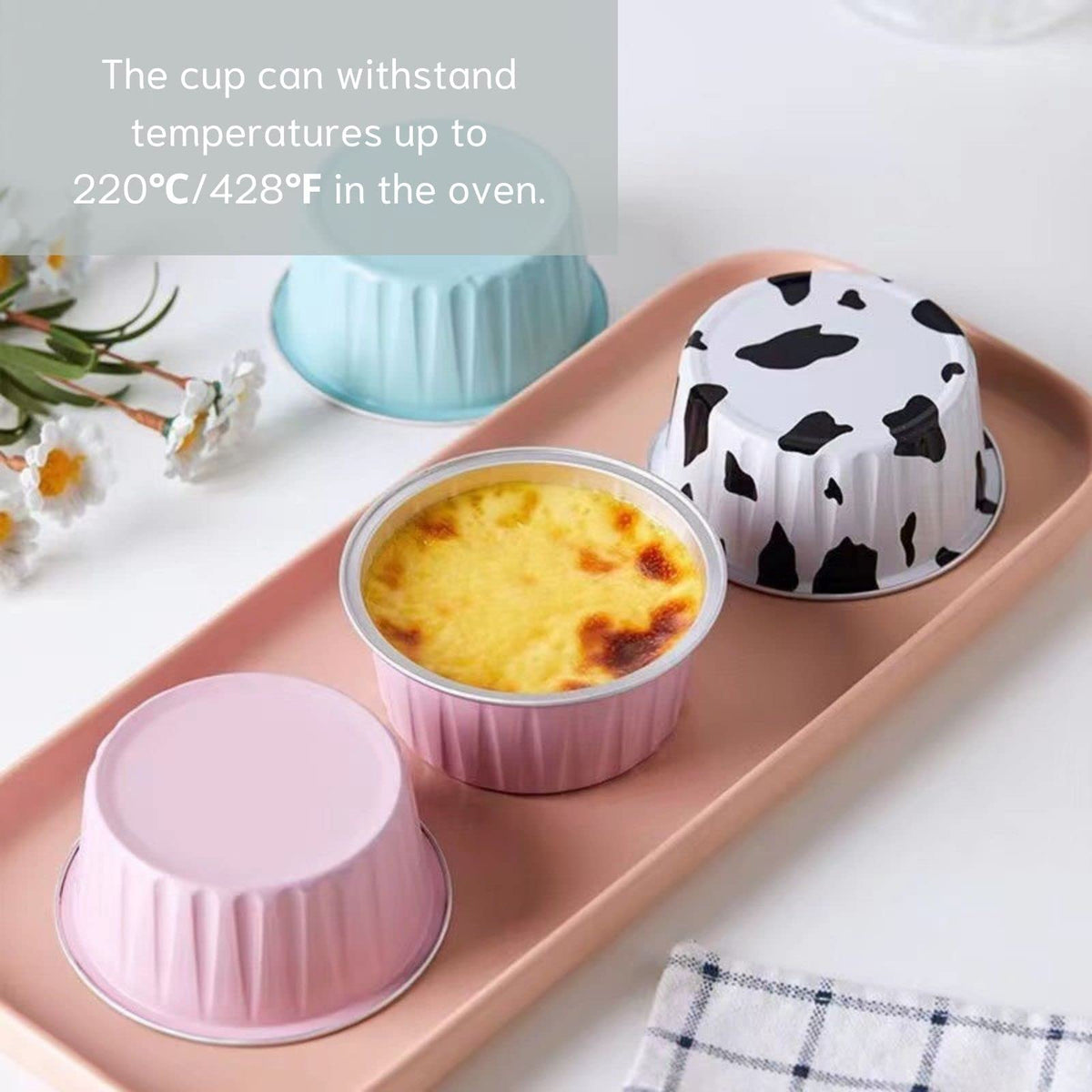 Findful oven-safe mini cups shown in use with even heating.