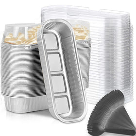 Findful stackable foil pans save space during storage.
