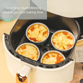 Findful stackable foil cups save space in storage.