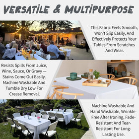 FINDYOU seamless polyester white tablecloth creates a smooth, uninterrupted surface.