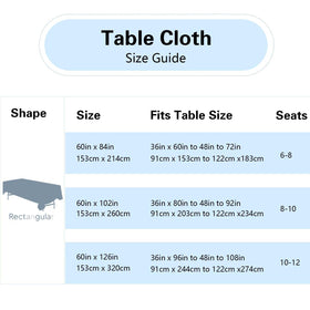 FindYou 60x102 rectangle tablecloth, wrinkle resistant for crisp presentation.