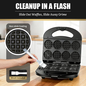 FineMade Mini Waffle Maker non-stick surface for easy release.