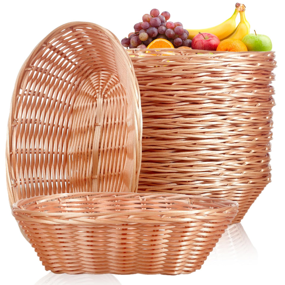 FISDEN 12-pack plastic oval baskets for organized kitchen storage.