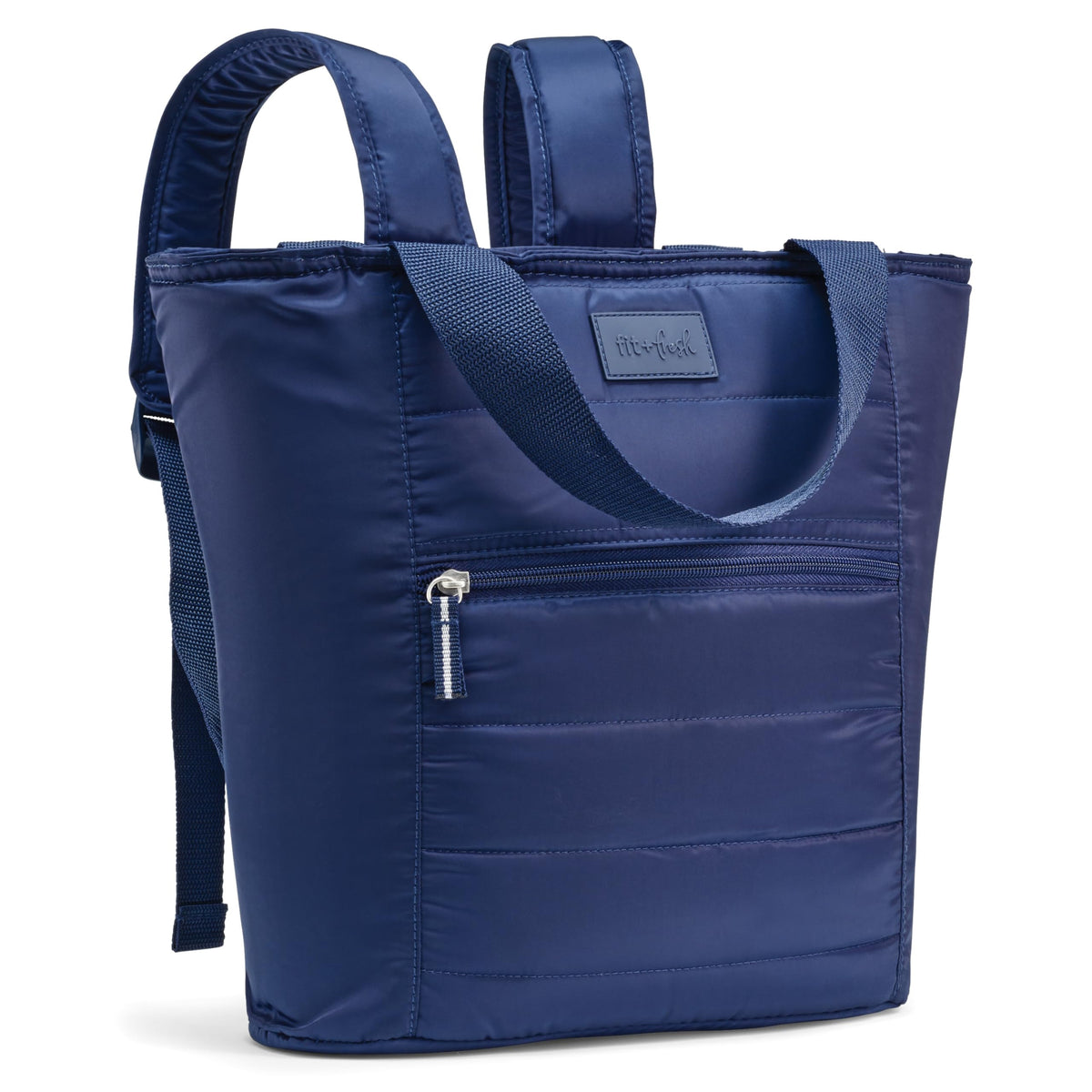 Fit & Fresh Mari backpack cooler showing 12-can capacity for road trips.