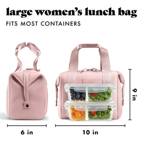 Remi lunch bag side snaps expanded to show extra room