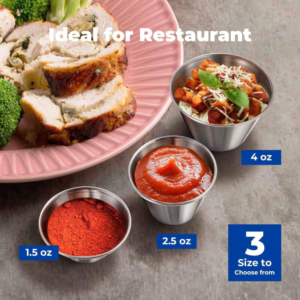 Fit Meal Prep individual portion cups enable measured servings.
