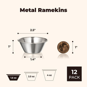 Fit Meal Prep stainless steel condiment bowls ideal for sauces and dressings.