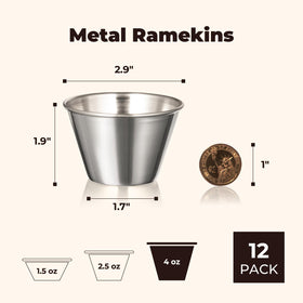 Fit Meal Prep stainless-steel ramkins 4oz closeup emphasizes rust-resistance for sauces