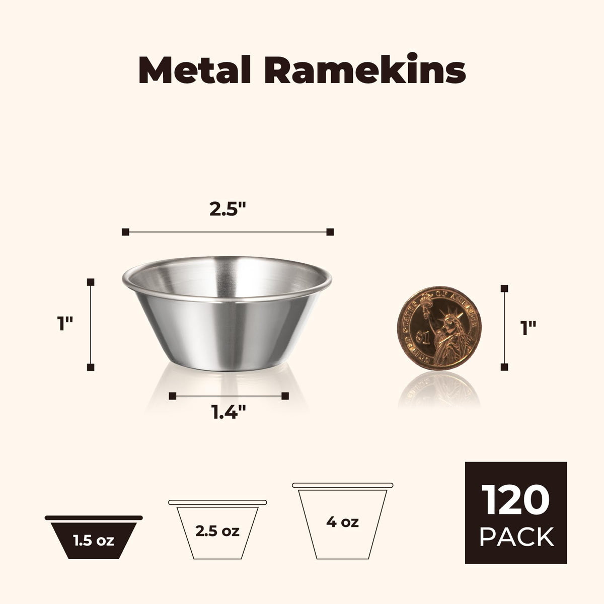 Fit Meal Prep durable reusable ramekins suited for sauces, dressings, or butter.