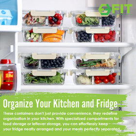 FIT Strong & Healthy glass container 3-compartment supports varied meals on the go