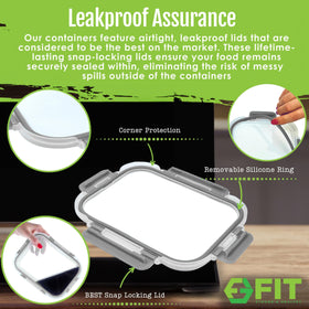FIT Strong & Healthy borosilicate glass container oven-safe for reheating dishes.