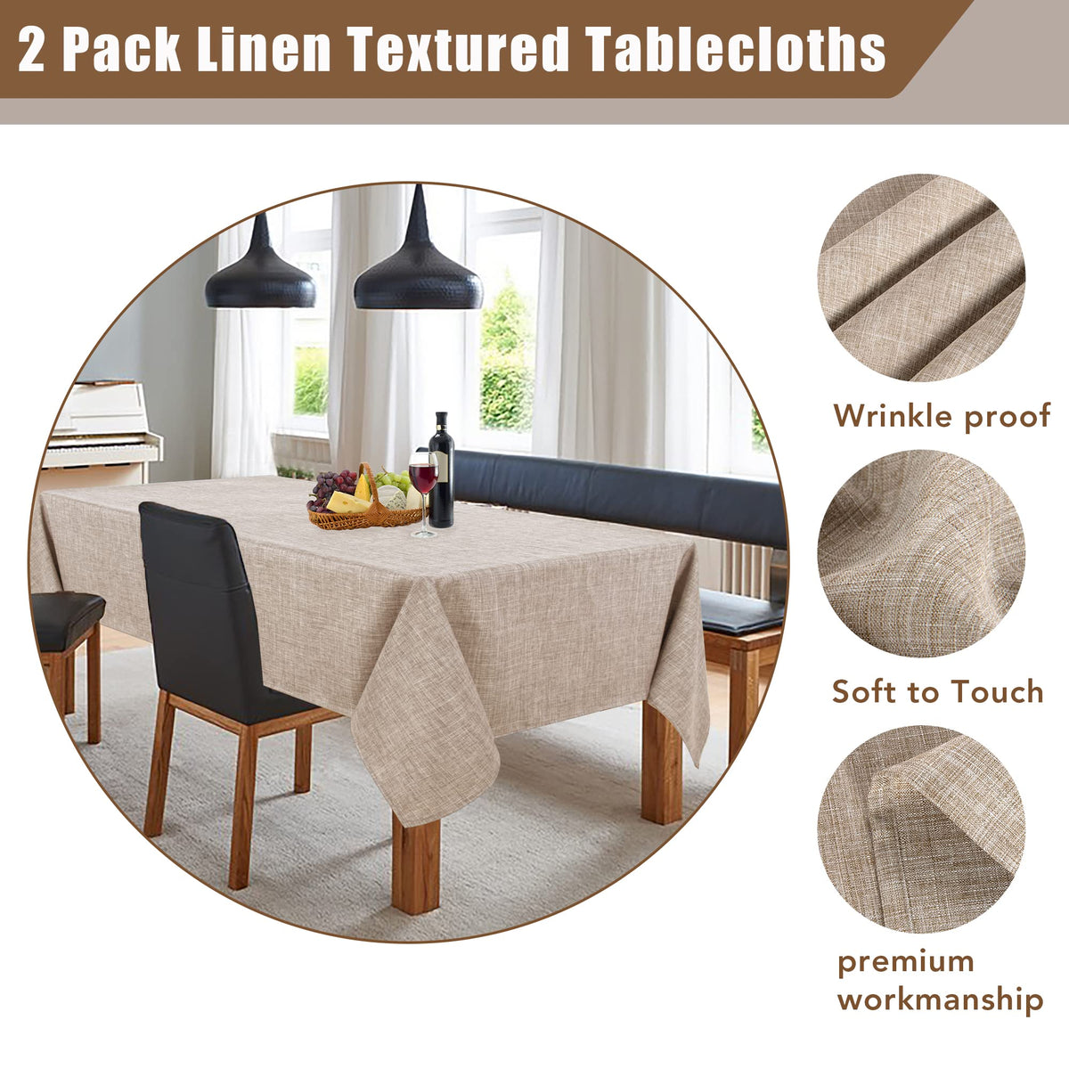Fitable Nature neutral tablecloth suitable for indoor and outdoor gatherings