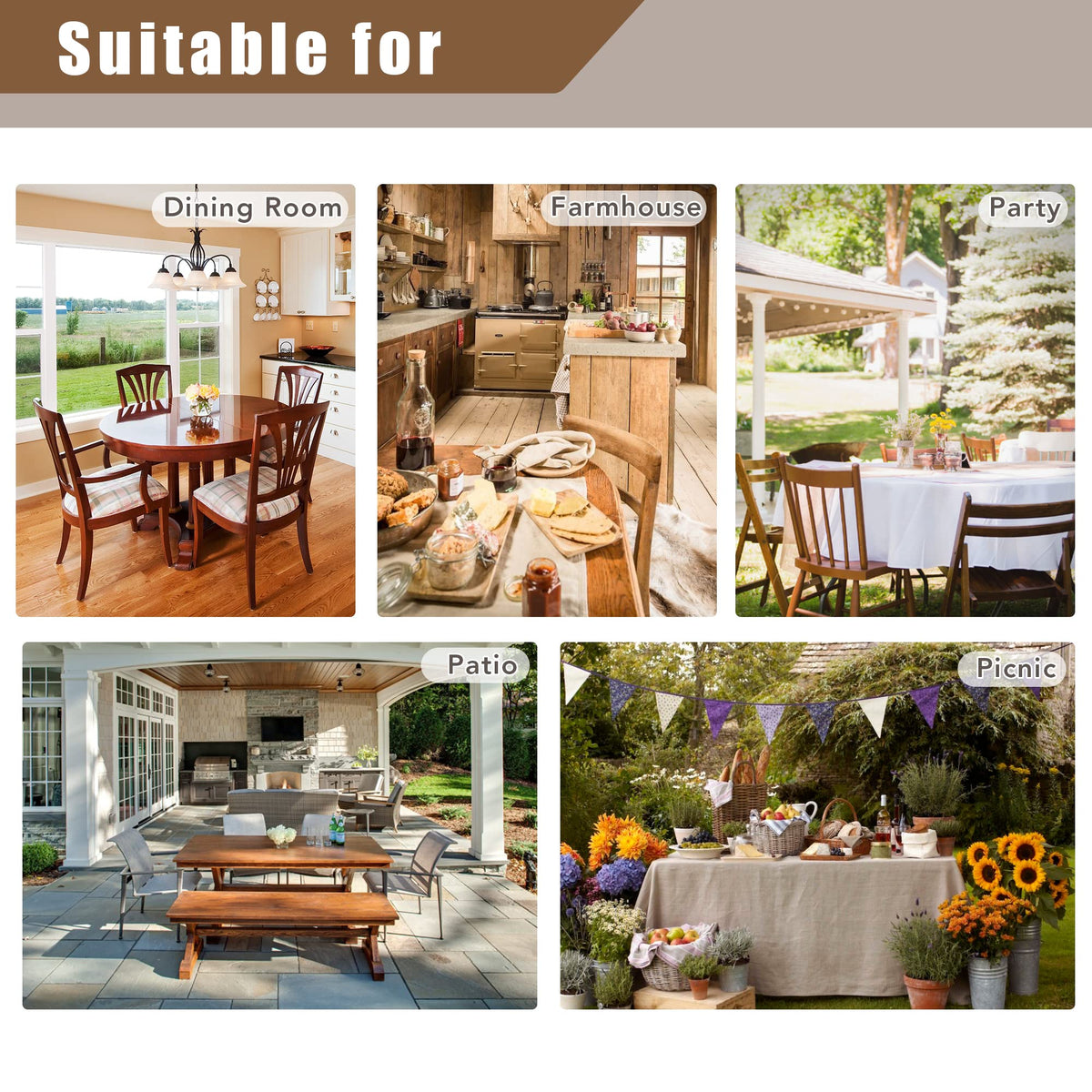 Fitable Nature machine-washable tablecloth for convenient cleaning
