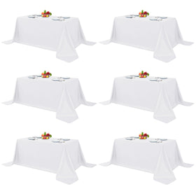 Fitable white rectangle tablecloth 6-pack with 90x132 inches for a crisp banquet setup.