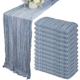 Fivenl 12-pack dusty blue cheesecloth table runner for long banquet tables
