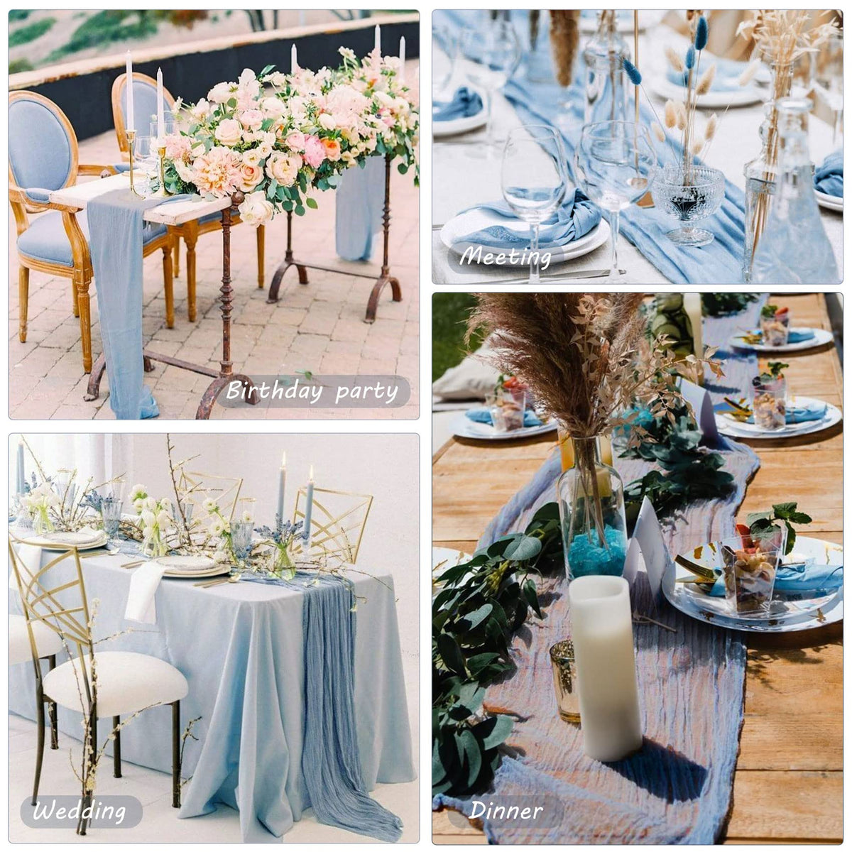 Fivenl backdrop drape cheesecloth runner in dusty blue for decor