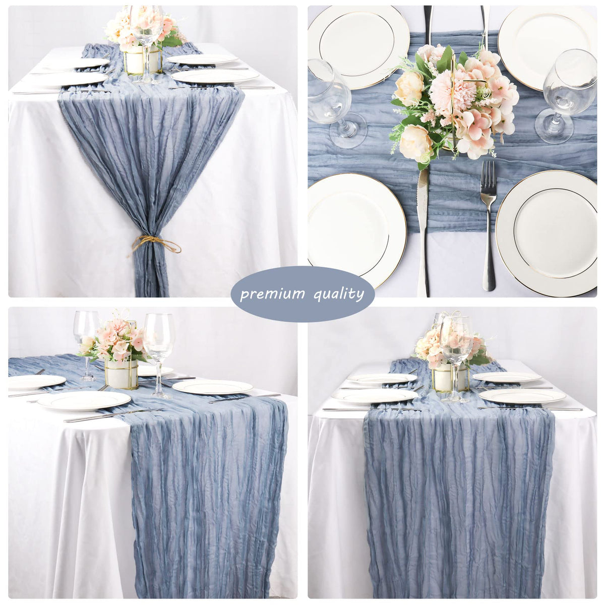 Fivenl vintage-style table runner suited for boho and chic themes