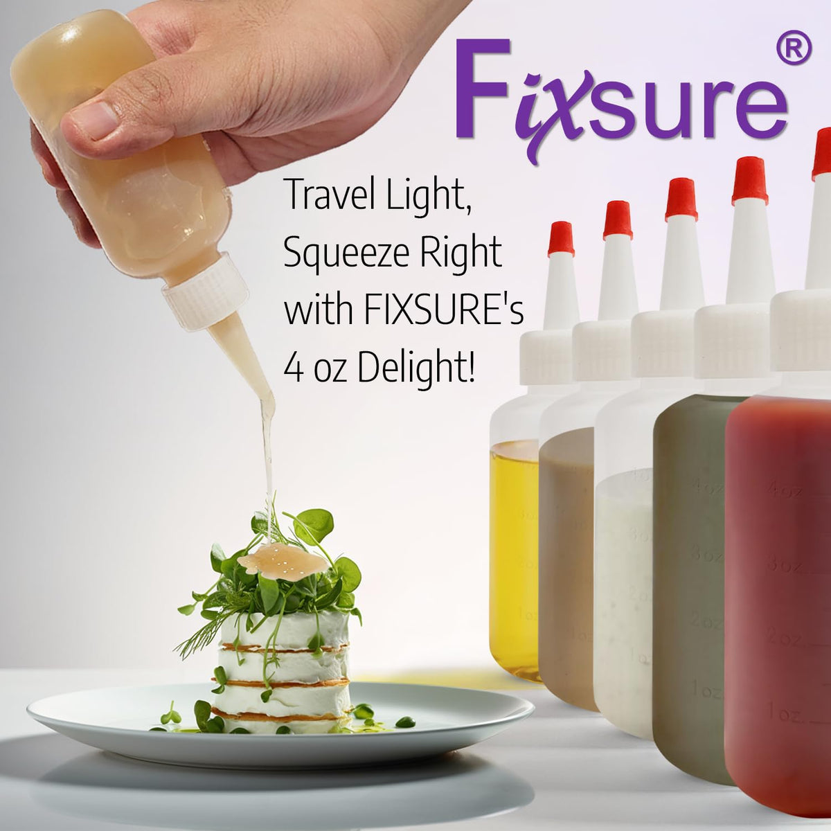 FIXSURE Boston round base stability helps keep bottles steady during cooking and crafts.