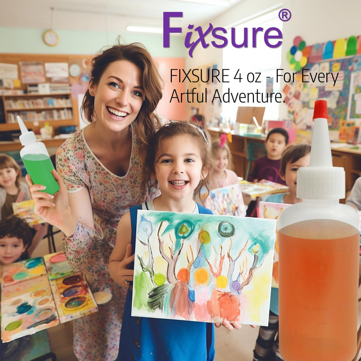 FIXSURE volume marks in ml and oz aid precise dispensing.