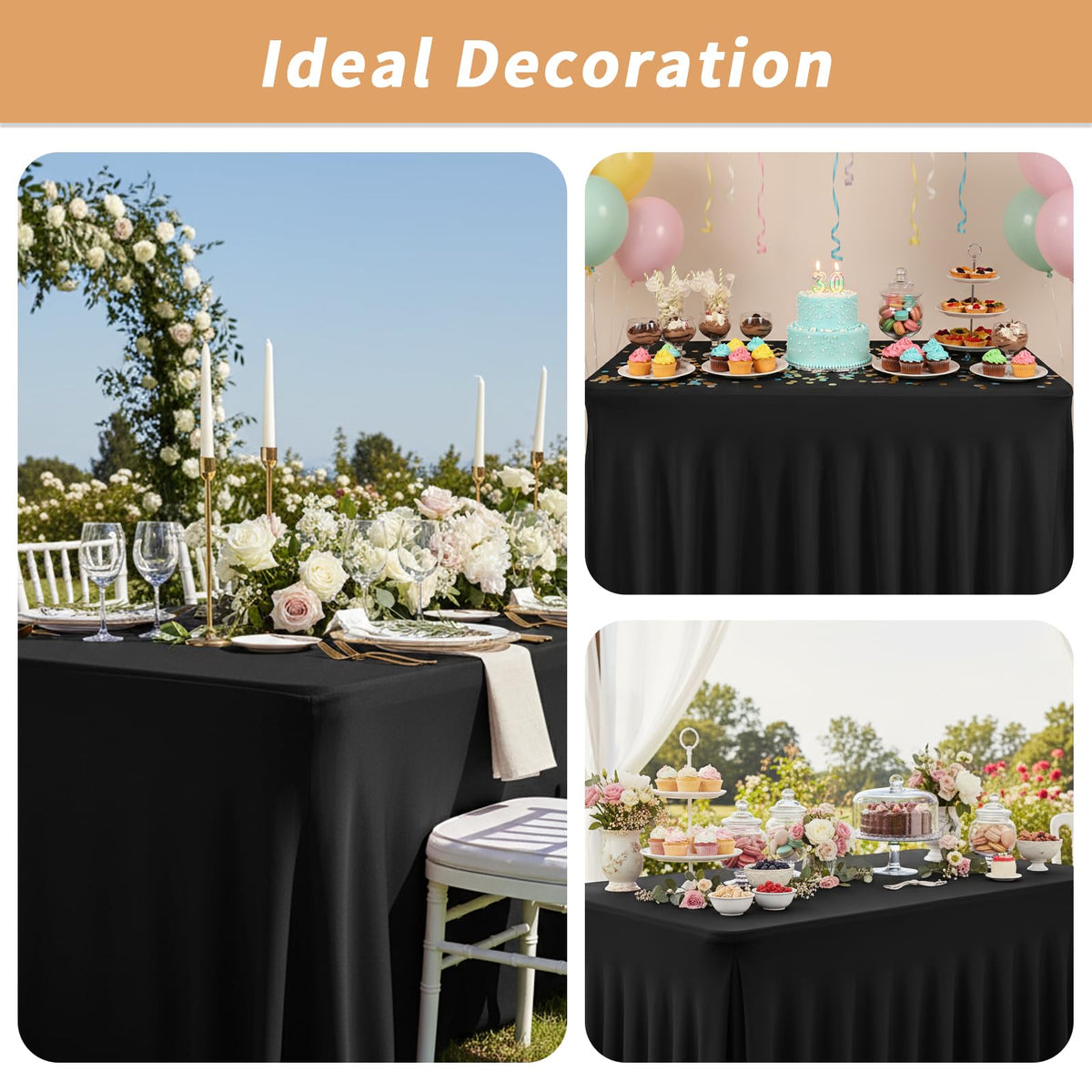 Fixwal banquet and dessert-bar decor, creates polished presentation at parties.