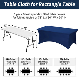Fixwal navy blue spandex fitted tablecover stretched to fit standard 72x30 table