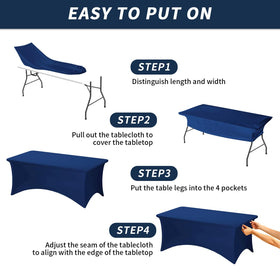 Fixwal navy blue tablecloth ready for trade show booth display