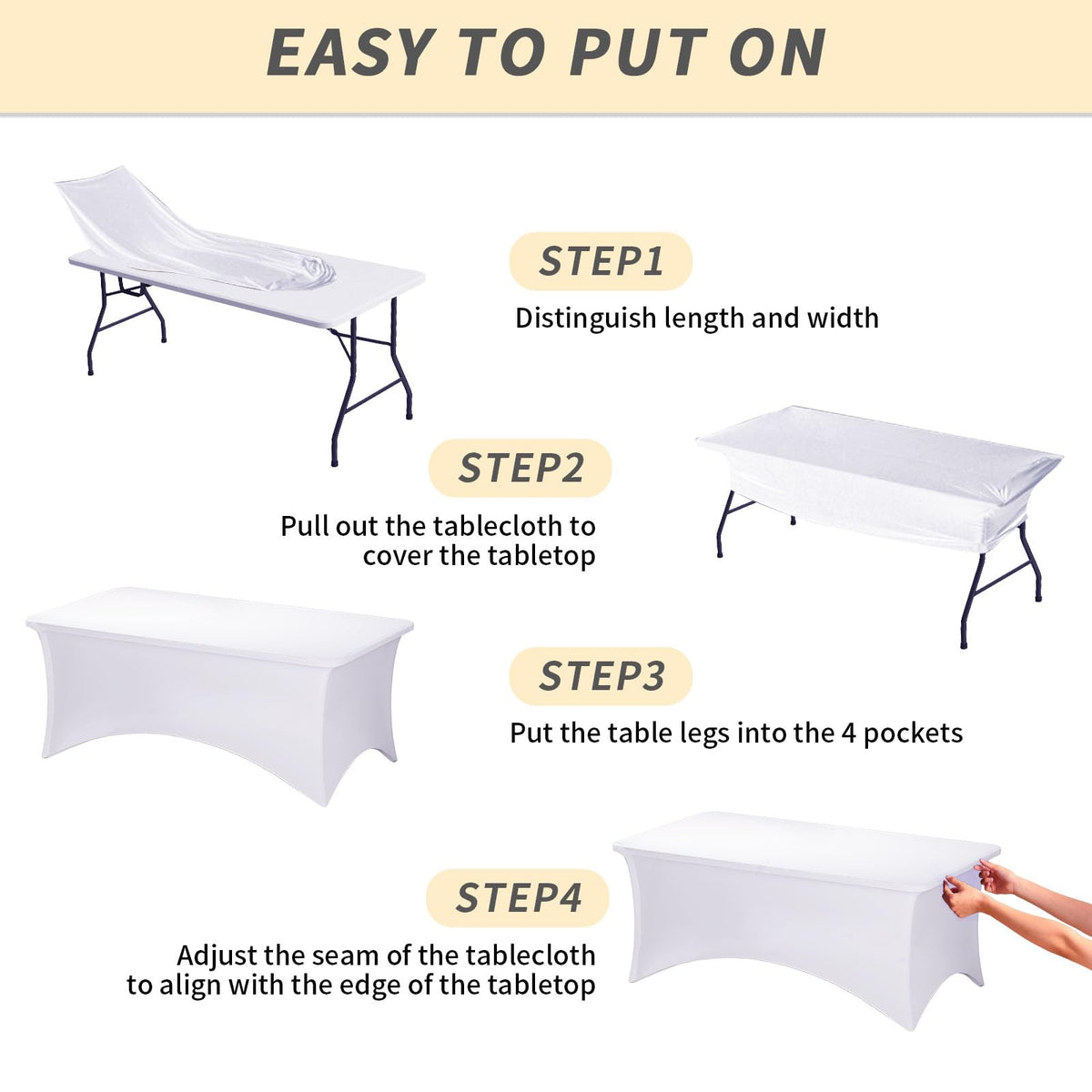 Fixwal stretch tablecloth ideal for banquets and trade shows with quick setup