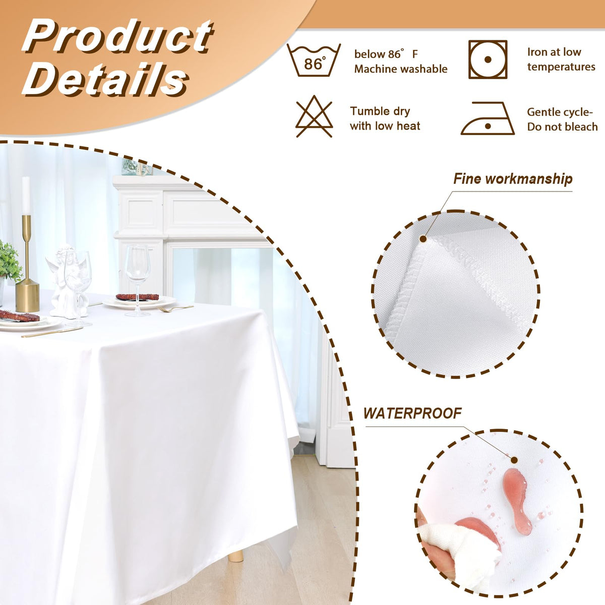 Fixwal six pack polyester tablecloths for versatile indoor outdoor use