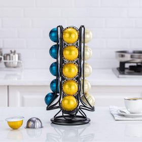 FlagShip Vertuo Pod Holder front view with 360-degree rotation for easy pod access
