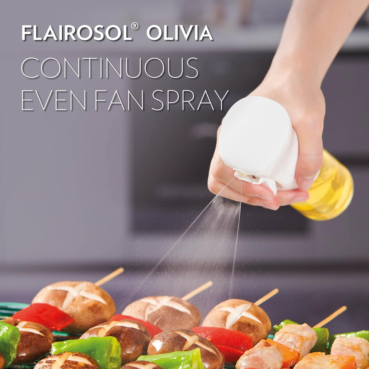 FLAIROSOL Olivia Signature built-in filter prevents clogging for smooth spraying.