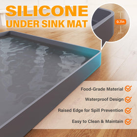 FLATO silicone drip tray waterproof keeps cabinets dry and easy to clean.