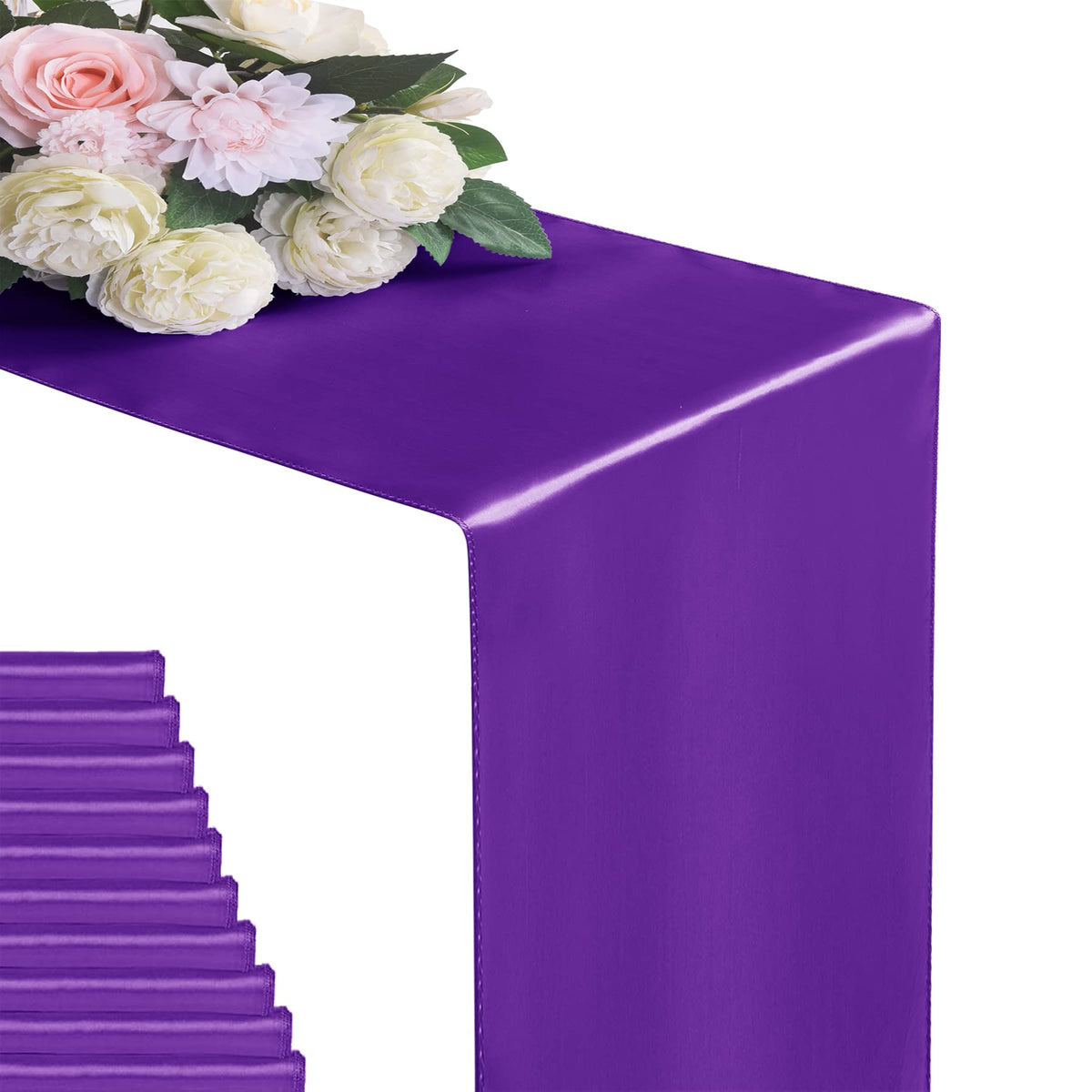 flohar satin table runner purple on table adds elegant shine