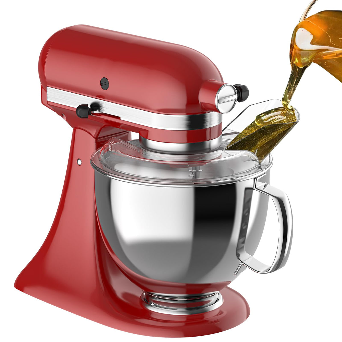 FOCOllK shield securely fits on top view with KitchenAid bowl.