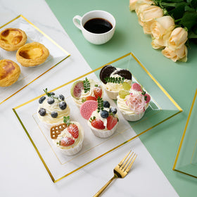 FOCUSLINE glossy plastic serving trays showcase desserts with a pristine clear surface.