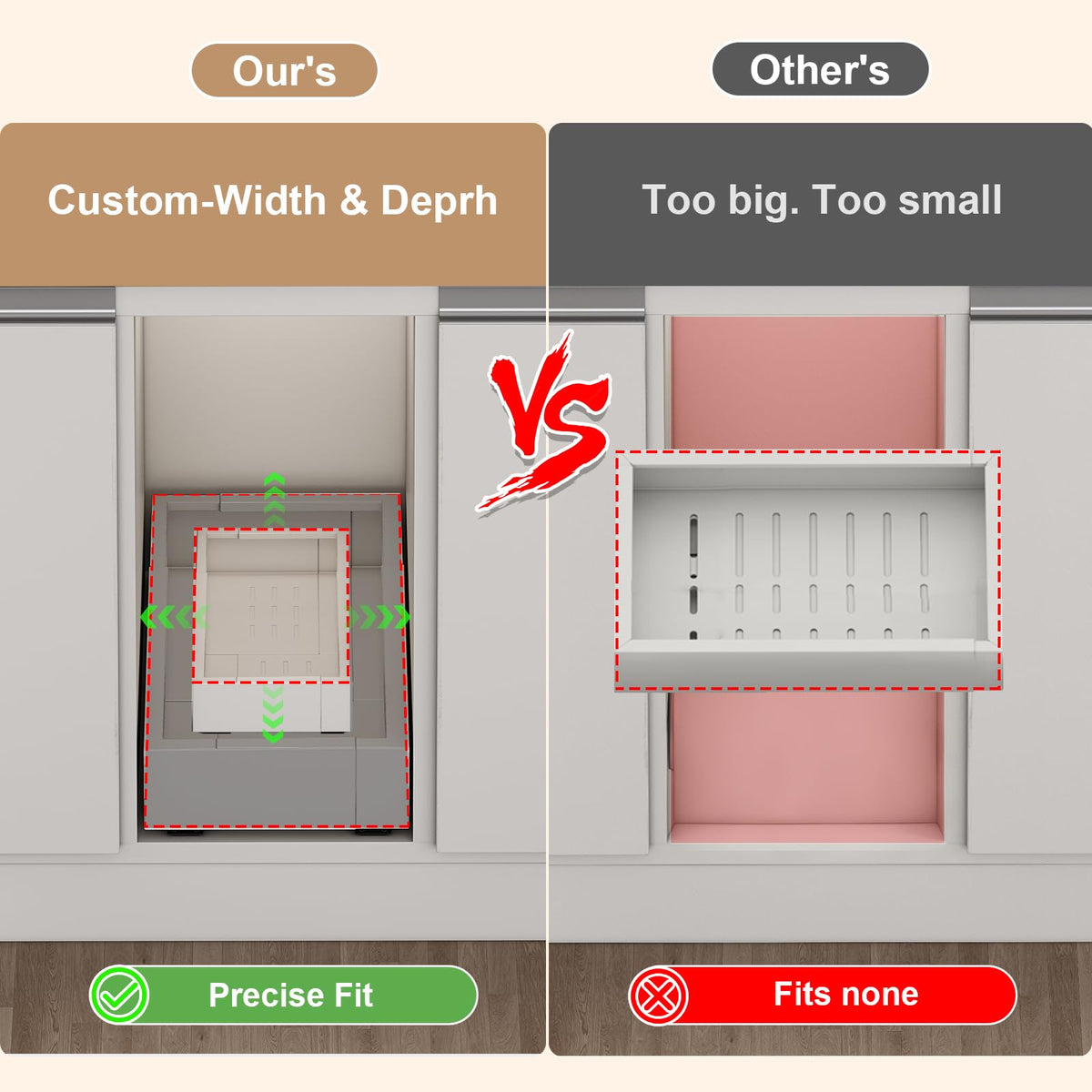 Fokyfok pull-out cabinet organizer depth range 17-24 inches fits many cabinets