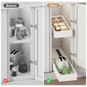 Fokyfok pull-out cabinet organizer white finish complements kitchen storage