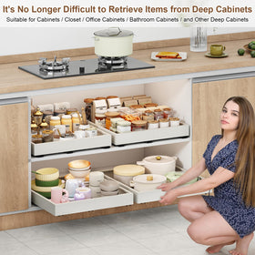 Fokyfok white pull-out shelves blend with kitchen decor and improve organization
